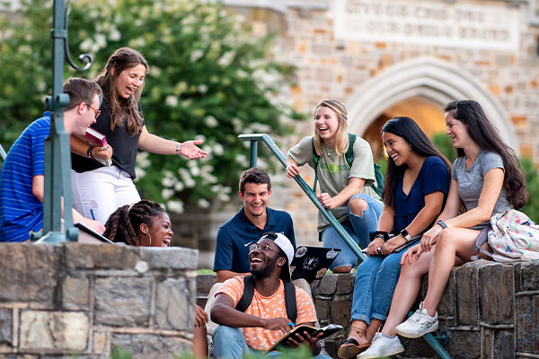 group of students on stairs